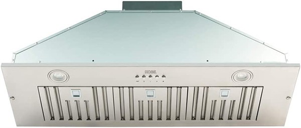 A front view of the KOBE INX2936SQBF-500-2 36 Range Hood Insert for our Top 3 Best 36 Range Hood Insert 2023 listicle.