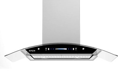 A front view of the IKTCH-IKIS01 island range hood for our Top 3 Best Island Range Hoods of 2023 listicle.