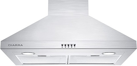 A front view of the 4CIARRA CAS75302 (30") Chimney Range Hood for our Top 5 Wall Mount Chimney Range Hoods of 2022 listicle.