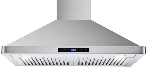 A front view of the Cosmo 63175S (30") Chimney Range Hood for our Top 5 Wall Mount Chimney Range Hoods of 2022 listicle.