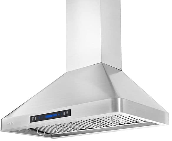A left side view of the IKTCH IKP02R-36 (36") Chimney Range Hood for our Top 5 Wall Mount Chimney Range Hoods of 2022 listicle.
