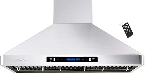 A front side view of the IKTCH IKP02R-36 (36") Chimney Range Hood for our Top 5 Wall Mount Chimney Range Hoods of 2022 listicle.
