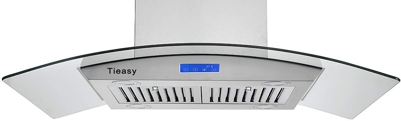 A front view of the Tieasy Island Range Hood (36") island range hood for our Top 3 Best Island Range Hoods of 2023 listicle.