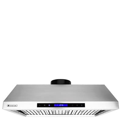 An under cabinet range hood model, viewed from the front