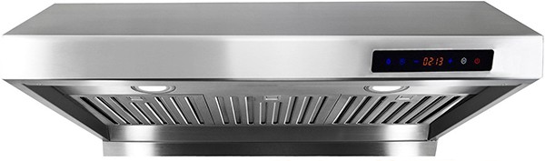 A front view of the AKDY AZ1802 (30") wall mount range hood for our Top 5 Best Under Cabinet Range Hoods of 2021 listicle.