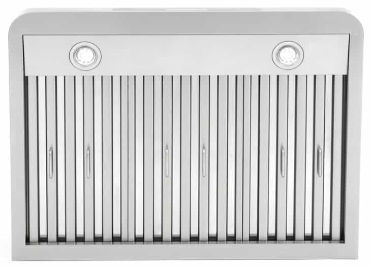 A bottom view of the Cosmo COS-QS75 (30") Under Cabinet range hood for our The Top 5 Best Under Cabinet Range Hoods of 2022 listicle.