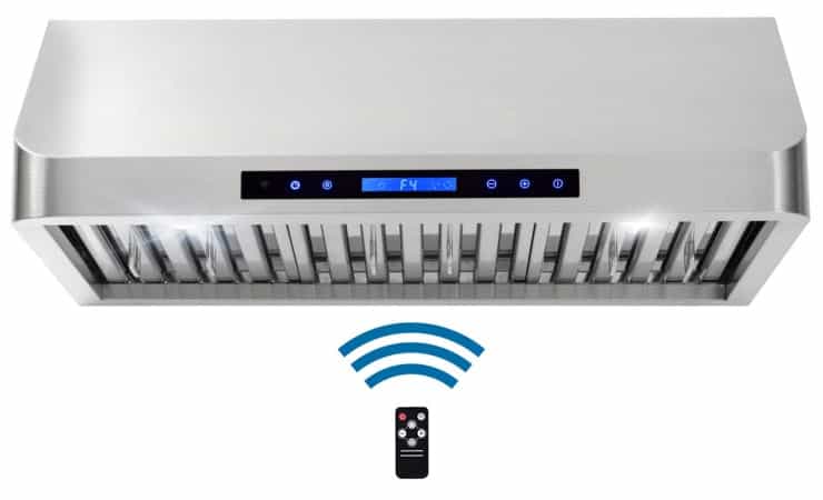 A front view of the Cosmo COS-QS75 (30") Under Cabinet range hood for our The Top 5 Best Under Cabinet Range Hoods of 2022 listicle.