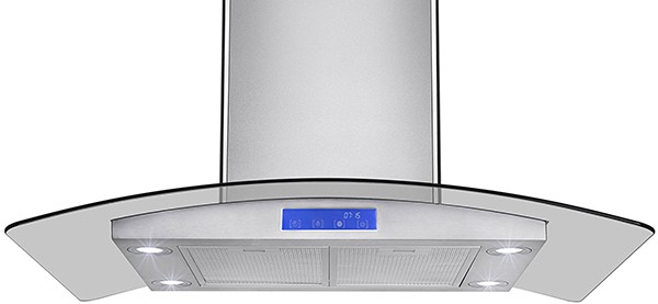 A front view of the Firebird FB-RH0003-CF0001 (36") wall mount range hood for our Top 5 Best Island Range Hoods of 2021 listicle.