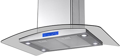 A side view of the Firebird FB-RH0003-CF0001 (36") wall mount range hood for our Top 5 Best Island Range Hoods of 2021 listicle.