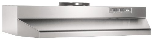 An under cabinet range hood. It's an older model in the color silver. It's very basic and not very stylish.