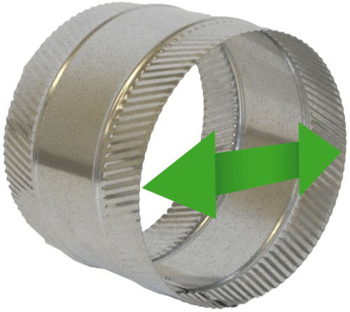 A duct with a green arrow in the middel showing the diameter