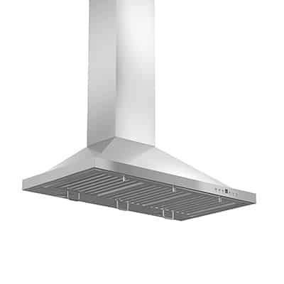 A side view of the Z Line KB-36 (36") wall mount range hood for our Top 5 Wall Mount Chimney Range Hoods of 2021 listicle.