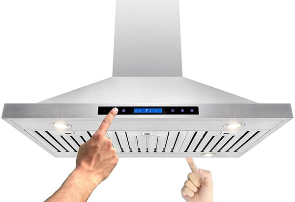 Stainless steel picture of an akdy ak-rh0217 Island range hood