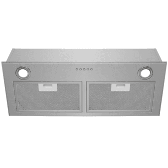 Bottom view of the FIREGAS FGS-USB22Y72AC (28) - header range hood insert. The range hood has two mesh filters and two LED lights